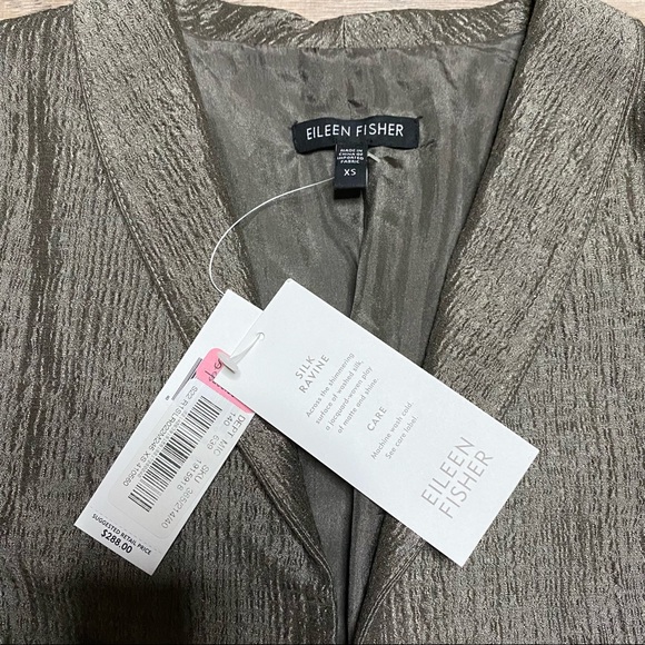 EILEEN FISHER bronze silk ravine blazer XS NEW - Picture 5 of 8